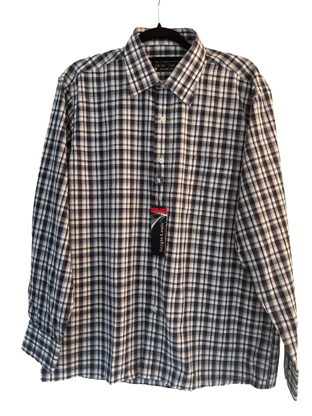 NWT Sergio Louis Classic Fit Plaid Dress Shirt - Men's Large
